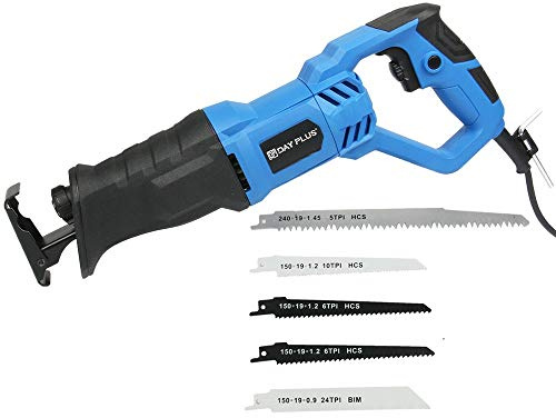 Säbelsäge, 240-V-Kabelsäge, 0-2800 U/min Sechs elektrische Säge mit variabler Geschwindigkeit, 4 PCS-Sägeblätter, LED-Licht, ideal für das Schneiden von Holz und Metall