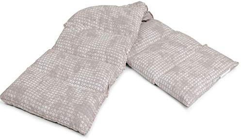 Rapssamenkissen 75x20cm groß 8-Kammer - Wärme-Körner-Kissen für Mikrowelle oder Backofen - shabby-chic grau-beige