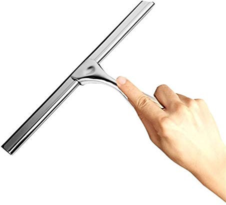 mdtep Kitchen Window Door Mirror Multifunctional Portable T-shaped Self Glass Stainless Steel Bathroom Shower Scraper Anti-rust Wall Mounted Yard wiper (Colore : With Holes 1)