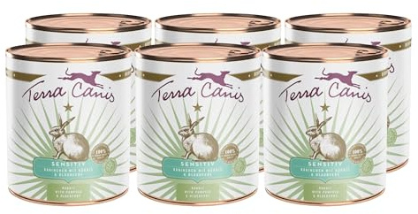 Terra Canis Kaninchen mit Kürbis, Sensitiv Nassfutter für Hunde, 6x800g | 100% Lebensmittelqualität aller Rohstoffe, leicht verdaulich für sensible Hunde, allergenfrei und getreidearm