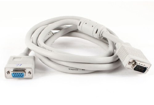 Ruilogod PC PC de 1.8 metros 15pin VGA Macho a hembra M/F Adaptador de cable Gris