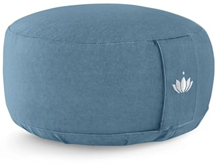 Lotuscrafts Cojín Meditación Yoga Lotus - Altura 15 cm - Relleno de Espelta - Cubierta en Algodón Lavable - Zafu Redondo Para Suelo - Meditation Cushion - Certificado Gots