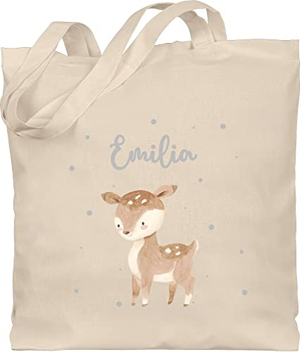 Geschenk mit Namen personalisiert by Shirtracer - Baumwolltasche - Süßes Reh mit Namen personalisiert I