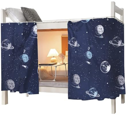 YJZQ Bettvorhang, staubdicht, für Schlafsaal, Verdunkelungsvorhang, für Etagenbett, Sternenhaus, Sternenzelt, Motiv: Planeten, 3 Stück, für Betten mit 120 cm