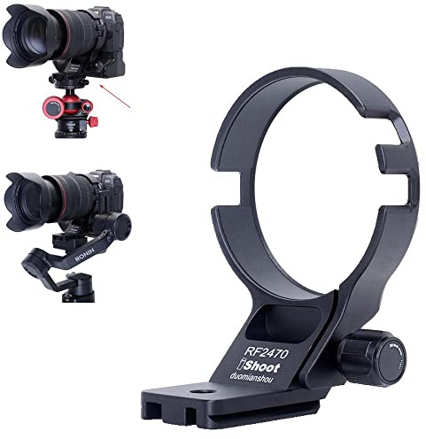 iShoot CNC Metal Tripod Mount Ring Lens Collar Compatible with Canon RF 24-70mm F2.8L IS USM, Lens Support Holder Bracket Bottom is Arca-Swiss Fit Quick Release Plate Dovetail Groove