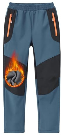 MoFiz Softshellhose Kinder Skihose Thermohose Arbeitshose Jungen Mädchen Weich Atmungsaktiv mit Reißverschluss Tasche