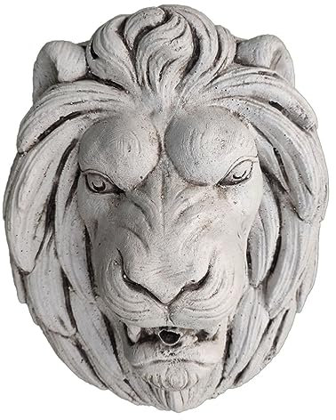 AnaParra Fuente Surtidor Decorativo jardín Cabeza de León de hormigón Piedra 46x16x38cm. Peso 26Kg.