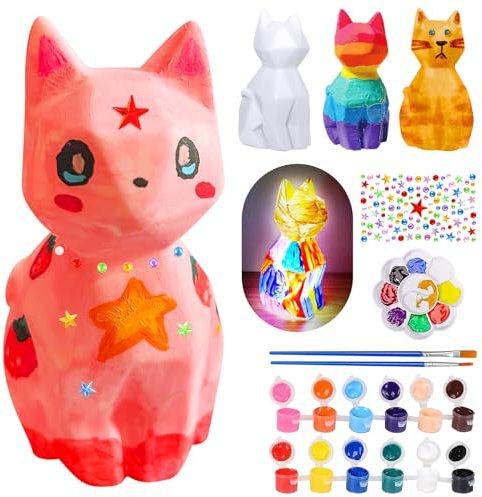 ONLYFUN Kits de Manualidades para Niños – Juego de Pintura DIY de Gato con Lámpara de Noche, Regalos para Niñas, Juguetes Ideales y Regalitos para Niños de 3 4 5 6 7 8 9 10 11 12 Años