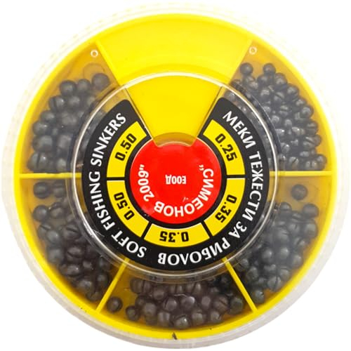 PRO FILSTAR Angeln Gewichte Set 100g - Schrotblei Angeln mit Aufbewahrungskiste - Bleikugeln - Bleigewichte - Weights Set - Lead Weight - Karpfenblei - Fischer Blei - Angelblei 0,25/0,35/0,35/0,5/0,5g