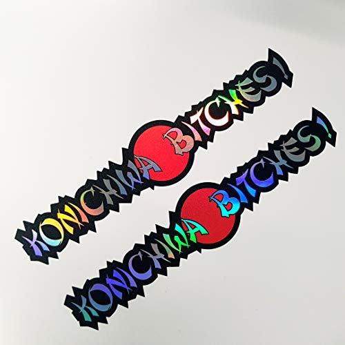 Folien-Zentrum 2x Konichiwa Bitches Aufkleber Oilslick Schwarz 17,5x3,5cm | Hochwertiger Auto Tuning Aufkleber, OEM & JDM Auto Sticker, Lustige Autoaufkleber, Made in Germany