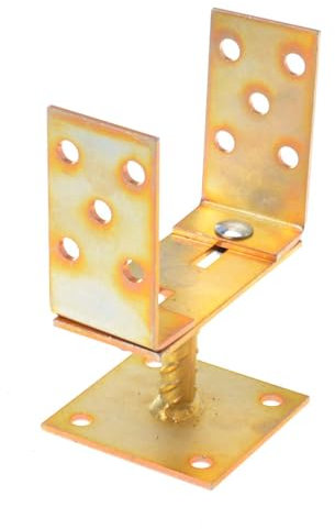 Aqbau® U-Pfostenträger verstellbar 0-140 mm Aufschrauben Pfostenträger Verstellbar für Holzpfosten Aufschraubhülse Pfostenanker U-Form Feuerverzinkt