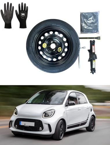 Ersatzrad-Set, 40,6 cm (16 Zoll), kompatibel mit Smart Forfour II/Brabus, mit Wagenheber, Schlüssel, Handschuhe und Tasche
