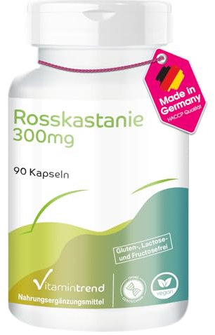 Marron d'Inde 300mg - avec 900mg d'extrait de marron d'Inde dont 180mg d'escine par dose journalière - 90 gélules - hautement dosé - végétalien - suppléments d'Allemagne | Vitamintrend®