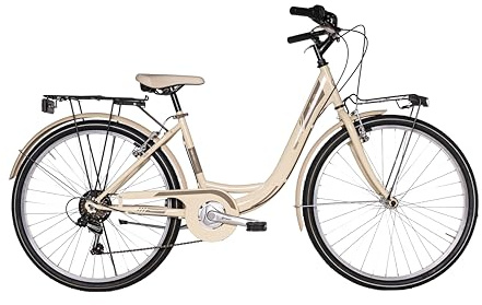 Velomarche Bazam - Mädchenfahrrad Einrohr Lazy Days 24 Zoll, 1-Gang-Schaltung, Stahlrahmen, Größe 38, Beige
