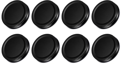 sourcing map 8 Pcs Mason Jar Lids, 70mm/2.76 Regular Mouth Tin Plate Caps Leak Proof for Canning Jars Kitchen Storage, (Black)
