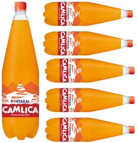 Camlica Gazoz Lot de 6 bouteilles de limonade orange pour boissons gazeuses et non alcoolisées (avec consigne) 1500 ml avec Pufai Grocery