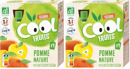 Vitabio Cool - Gourdes Fruits Pomme 4x90 g - Compote - BIO (Lot de 2)