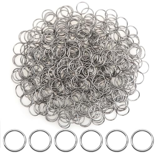 TOAOB 500 Stück Biegeringe Edelstahl Grau 12 mm Jump Ringe | Spaltringe zum Basteln für Kettenanhänger, Jump Ringe für Halsketten Armband, DIY Schmuckherstellung