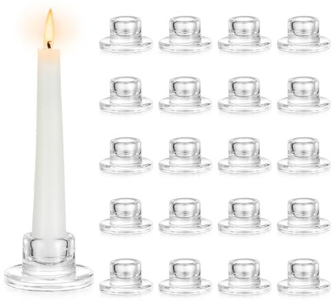 Hewory Kerzenständer Glas Kerzenhalter Stabkerze: 20er Set Klein Stabkerzenhalter Klar Kerzenständer Stabkerzen Deko Glass für Hochzeit Party Weihnachten Tischdeko
