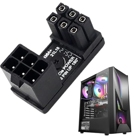 Liakyunf Grafikkarte 8-Pin-Anschluss,Netzteil 6/8-poliger Stecker - 180-Grad-Winkeladapter-Lenkanschlussplatine, GPU-Adapter für Desktop-PC-Grafikkarte