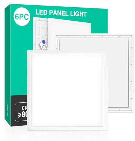 KOSOOM LED Panel 60x60, LED Rasterleuchte, 4000K (Neutralweiß) 3575 lm Blendfrei UGR≤23, 64 LEDs mit LED Netzteil für Rasterleuchten/Bürobeleuchtung - 6 Stück