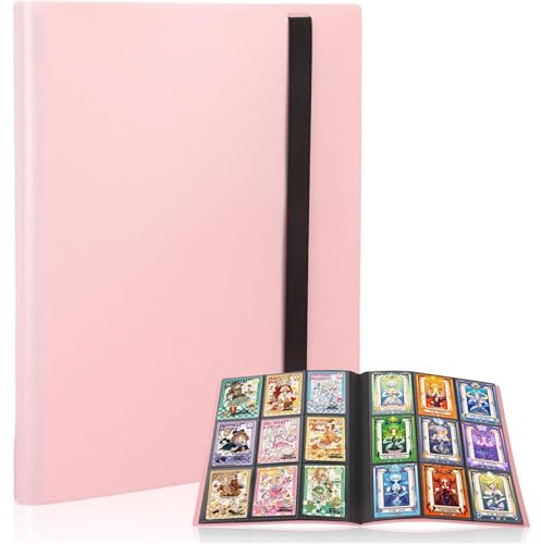 FYSL Classeur Premium pour Pokémon Cartes - Album de Collection Transparent avec 20 Pages (360 Poches), Album Classeur étanche & Couverture Rigide Renforcée (Rose)