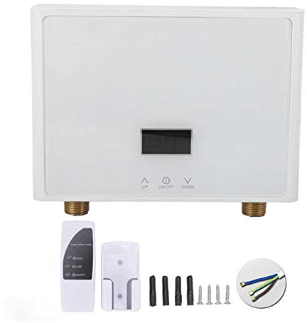 Water Heater for Bath Electric Tankless Instantaneous Water Heater Remote Control Kitchen Instant Water Heater 5500W Electric Bathroom Shower High-Precision Thermostat & Copper Heat Exchanger Hospital