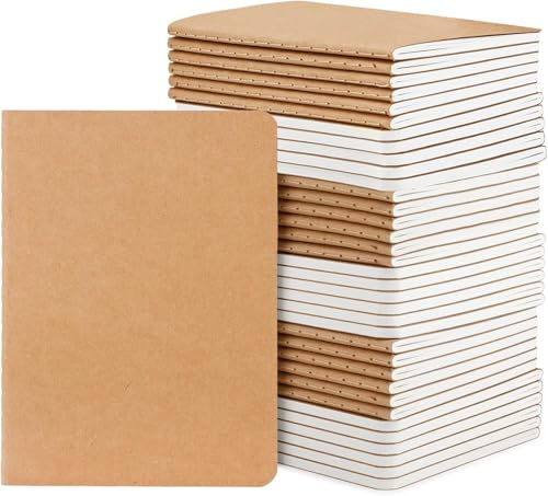 Yarotm Notizheft A6 Dotted - 48 Stück Notebooks Set Gepunktet 5mm - 60 Seiten Notizbuch A6 10x14cm Braun Softcover Field Notes - 100g Papier Heft Block Punkte Kraft Notizblock