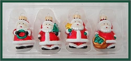 Krebs Glas Lauscha - Christbaumschmuck aus Glas - Mini Figuren Verschiedene Sorten - 4 Stück - kleine Glasfiguren (Weihnachtsmann)