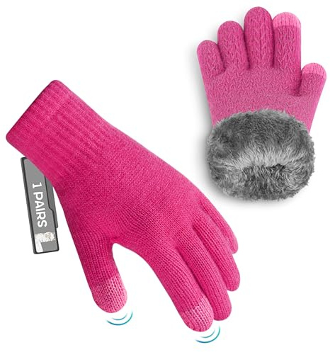 MAGISDU Kids Gloves Winter Alpaca Wool Knit Fleece Lined Gloves Touchscreen Warm for Boys Girls Children Toddler