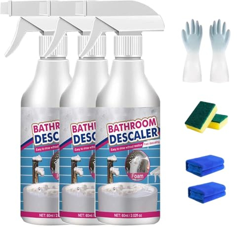 Limpiador de espuma descalcificador de baño, spray limpiador de espuma descalcificadora de baño 2025, spray de espuma de limpieza de enjuague multiusos, limpiador de baños para ducha, vidrio