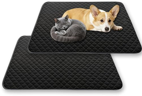 Waigg Kii Großes Hundebett, kühlende Matratze, wasserdicht, Komfort-Haustier-Sofa, Iglu-Matte, rutschfestes Katzenkissen, luxuriöses Hundekäfig-Bett, beruhigende Harnbarrierematte (Schwarz, M 50 x 62