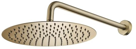 Duschkopf Regendusche 12 Zoll mit 38cm Verlängerungsarm, 30x30cm Runder Regenduschkopf aus Edelstahl, Hochdruck Kopfbrause Regendusche Verstellbare mit Selbstreinigenden Düsen, Gebürstetes Gold, G1/2