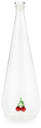 Balvi Bottiglia Botanical Cherry Colore rosso Fatto a mano in borosilicato Vetro 1 L