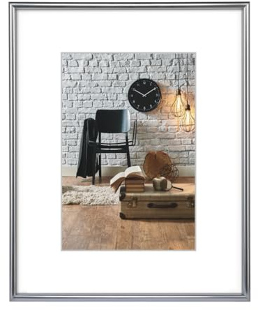 Hama Cadre photo en plastique Décor Sevilla (taille du Cadre de 40 x 60 cm avec bordure de 13 mm x 20 mm, pour une photo de 30 x 45 cm) Argent Mat