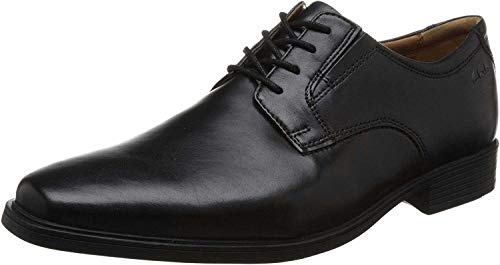 Clarks Men's Tilden Plain Derbys, Black Leather, 11 UK Wide