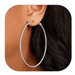 FOCALOOK Pendientes Aros Grandes Finos Mujeres Acero Inoxidable 316L 70mm Círculos Joyería Moda Madre Pareja Esposa
