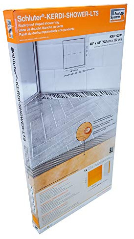 Schluter Kerdi 48 x 48 Linear Shower Tray Wall Drain Placement 1-13/16 End Height