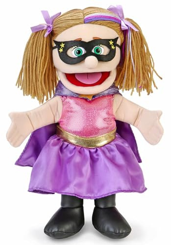 Superhelden-Mädchen von Silly Puppets | 40 cm Handpuppe für Kinder | Mit Beweglichem Mund Und Armen | Abnehmbare Handwaschbare Kleidung