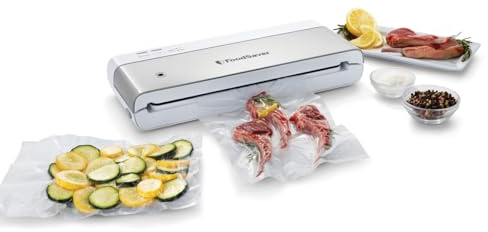FoodSaver Compact Vacuum Sealer Machine with Airtight Bags and Roll - Ideal for Sous Vide and Airtight Food Storage, White
