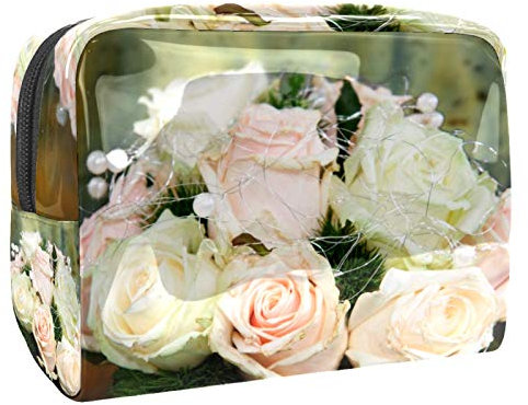 Tragbare Make-up-Tasche mit Reißverschluss, Reise-Kulturbeutel für Frauen, praktische Aufbewahrung, Kosmetiktasche, Brautstrauß.
