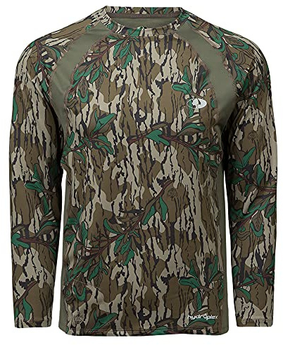 Mossy Oak Men's Standard Lightweight Camo Shirts Hunting, Greenleaf, Large