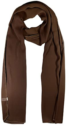 WESTEND CHOICE Écharpe en crêpe de mousseline pour femme Tour de cou pour femmes Écharpes femmes Écharpe en mousseline froissée Étole Châle écharpes et tours de cou pour femmes 150 x 47 cm, marron