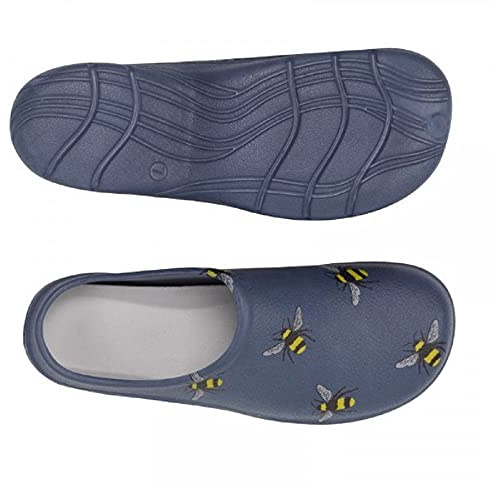 Womens/Ladies Clogs Briers Gardening Shoes Soft Sole Slip On Lightweight UK 4-8 (Navy (Bees), Numeric_5)