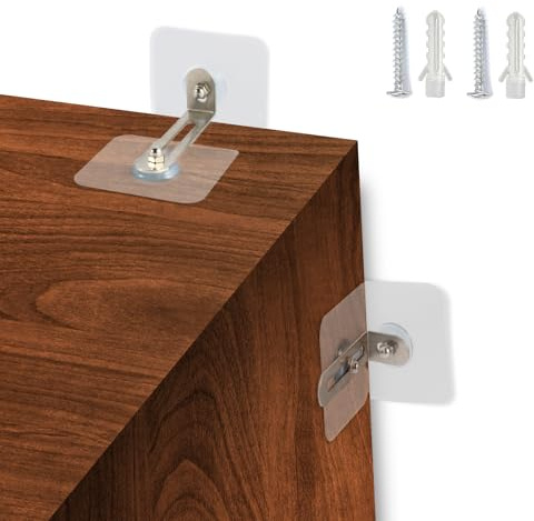 Selbstklebende Möbel-Wandanker, ohne Bohren (10 Paar), Vinkqiado Anti-Kipp-Möbelgurt-Set für Babysicherung, sicheres Bücherregal, Kommode, Regal, Schrank an der Wand für Kindersicherheit, abnehmbar