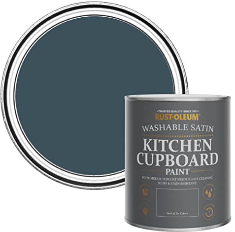 Rust-Oleum Blue Scrubbable Kitchen Cupboard Paint in Satin Finish - Evening Blue 750ml