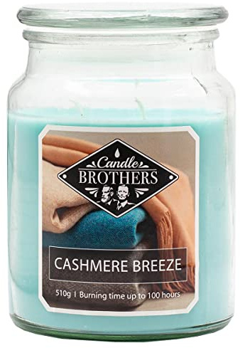 Candle Brothers Große Duftkerze im Glas | Cashmere Breeze | Duftkerze Blumig | Kerze lange Brenndauer (100h) | Kerze mit mehreren Dochten | Kerzen Grün