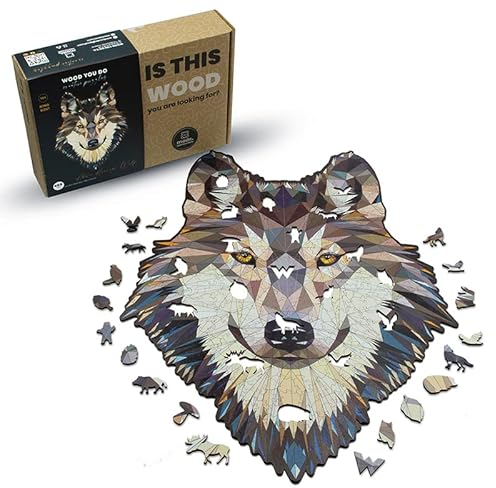 WOOD YOU DO Holzpuzzle mit Wolfsmotiv für Erwachsene - 47 x 36 cm, 465 Teile (Abowe Wolf, A2, XXL)