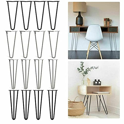 Metal and Industrial Hairpin Legs 36cm/14inch DIY Hairpin Table Legs for Cabinet Bench Chair Coffee Table 2 Rod Black Modern Furniture Legs Hair Pin Legs with Screw & Floor protectors, Set of 4