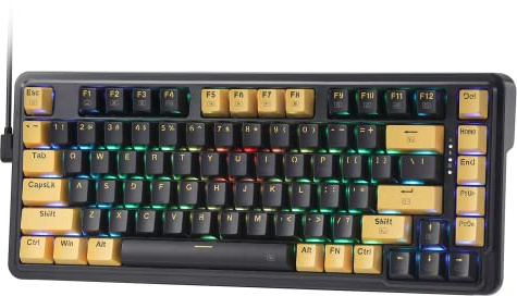 Redragon K649 78% kabelgebundene RGB-Gaming-Tastatur, 82 Tasten Layout Hot-Swap kompakte mechanische Tastatur mit Hot-Swap-Sockel, geräuschdämpfender Schaumstoff, leiser Custom Linear Switch